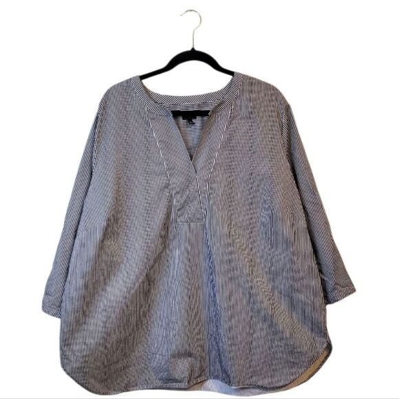 Talbots Tops - Talbots Plus Women's Black And White Stripe Cotton Tunic Size 3X